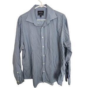 Bonobos Dress Shirt Blue Floral Print Long Sleeve Button Shirt Men 35 Neck 17.5